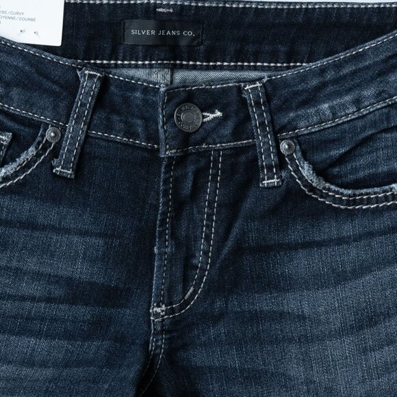 Silver Suki Jeans Flare Western Cowgirl Denim Top Stitch Dark Wash Coastal Pant - Picture 6 of 15